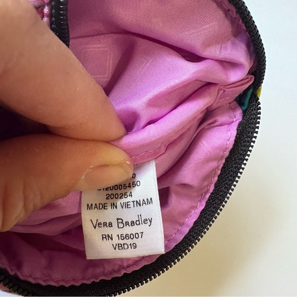 Vera Bradley small Black Floral Quilted makeup pouch mirror Hilo Meadow Print - Picture 7 of 11